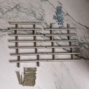 Lot of 13 Brushed Stainless Steel 3 3/4 inch Hollow Drawer Pulls Handles